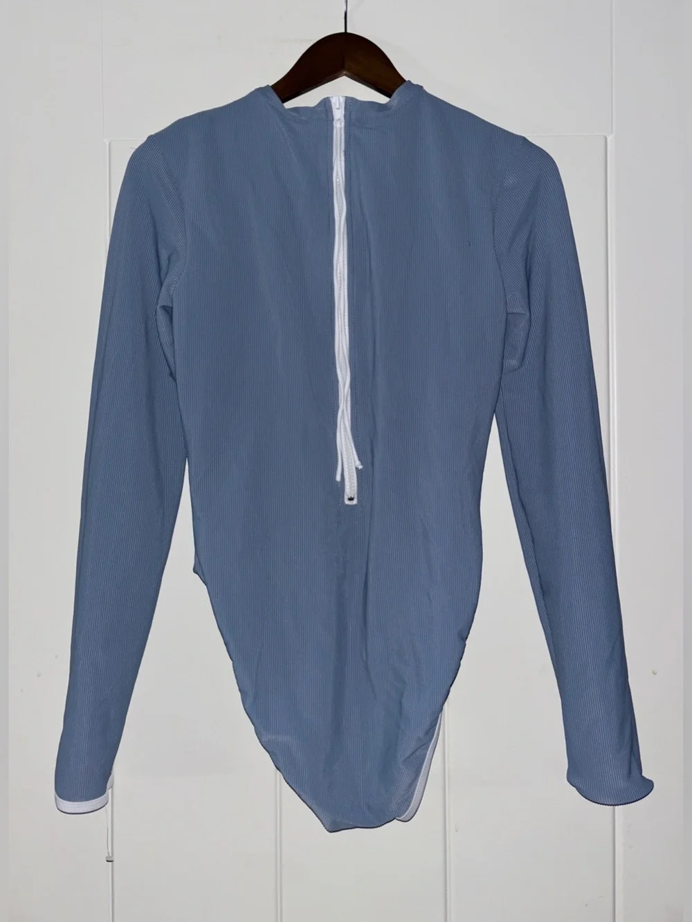LainSnow‎ One Piece OBX Rashguard In Denim Outerbank Shelf Bra Swimsuit Women L